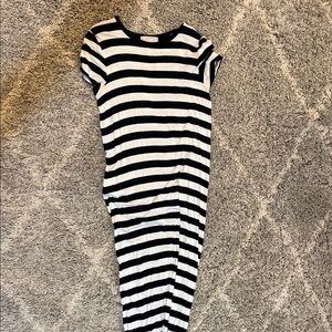 Michael Kors Black and White Striped Maxi Dress